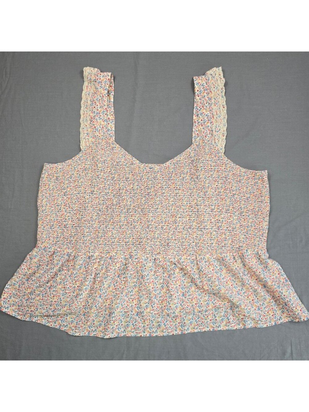 Old Navy 4X Sleeveless Floral Print Ruffle Tank Top Boho Flowy Romantic Cottage